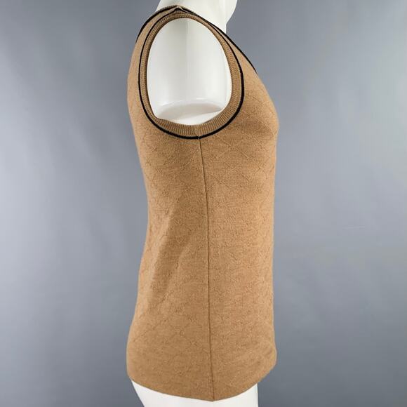 ERNEST W. BAKER Size S Brown Tan Knit Merino Wool Scoop Neck Vest - Picture 2 of 6